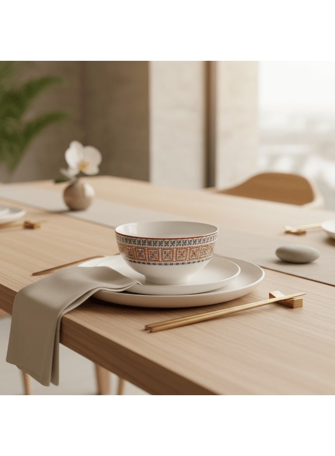 AKDC Luhpar Premium 4.5-Inch Ceramic Small Bowl Â€“ White With Red & Blue Decorative Pattern - Image 2